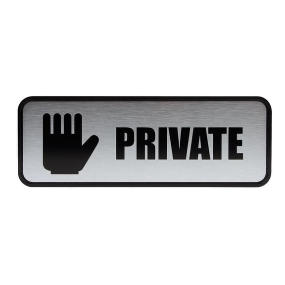 Cosco® Brushed Metal "Private" Sign, 3" x 9"