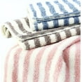 thumbnail image 4 of Nvzi Juego de 3 toallas de mano de algodón a rayas multicolores, suaves y absorbentes, para baño, cocina, gimnasio, piscina, viajes, 13 x 29 pulgadas (rosa, azul, marrón), 4 of 5