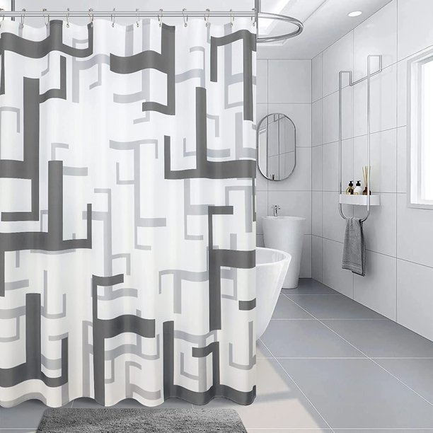 Grey Shower Curtain,Grey Shower Curtain Set,Gray and White Shower