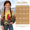thumbnail image 7 of Xoenoiee Cardinal Daisy Flower Print Girl's Long Sleeve Shirts Tie Front Knot Tops Tee Crew Neck T Shirt Pullover Tunic Sweatshirt for Beach Vacation, 5-6 Year, 7 of 7