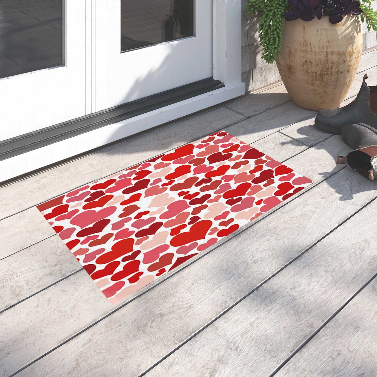 WUJDF Valentine's Day Welcome Door Mat Seasonal Holiday Anniversary Wedding Home Decorations Non Slip Rugs Washable Winter Holiday Doormat (1Pc/27.5"X15.7")