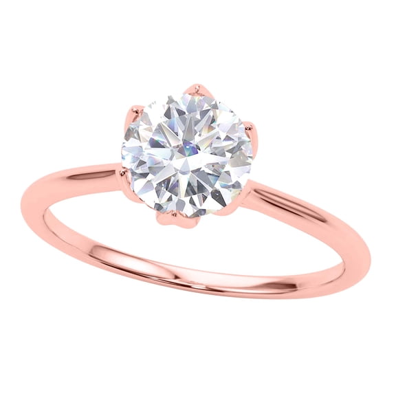 Mauli Jewels Women's 1 Carat Moissanite Diamond Engagement Ring 14K Rose Gold, 6-Prong Setting