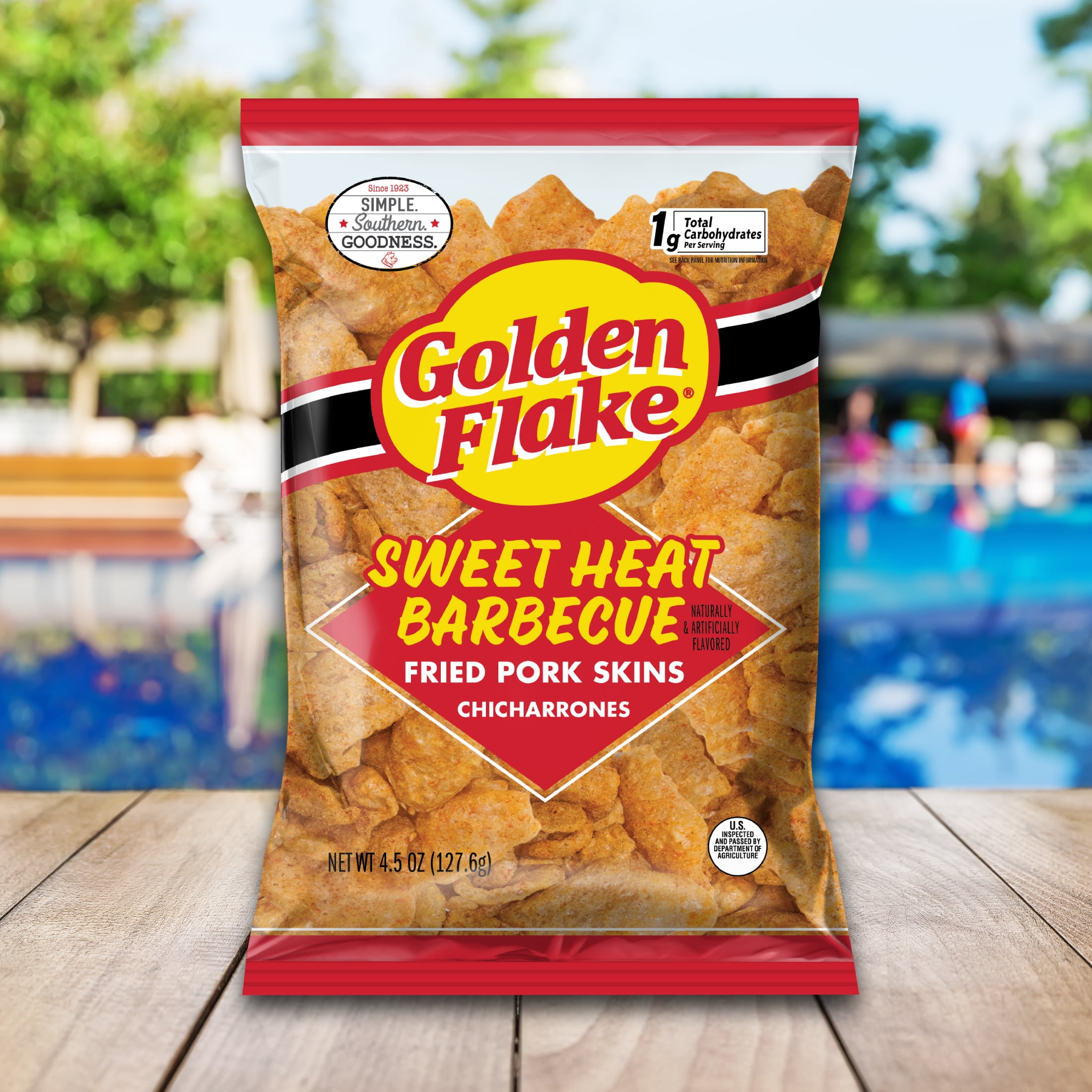 (3 pack) Golden Flake Sweet Heat Barbecue Fried Pork Skins, 4.5 oz Bag