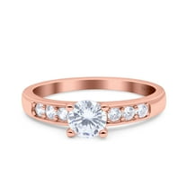 Rose Tone, Simulated Cubic Zirconia Size-8 Art Deco Wedding Engagement Bridal Ring 925 Sterling Silver