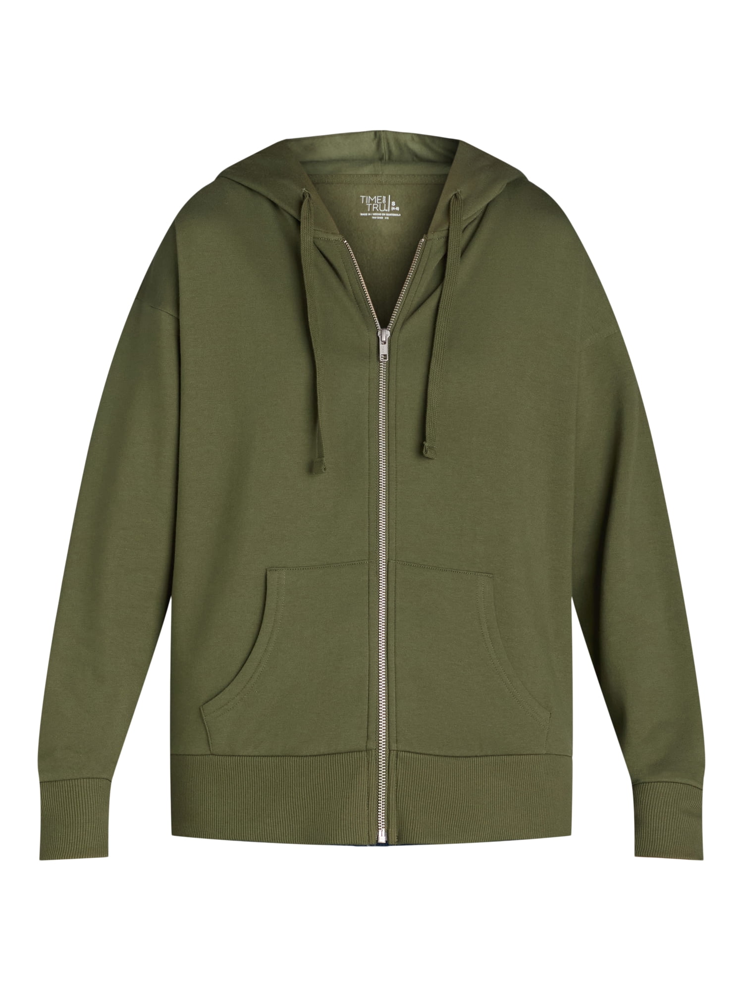 Time and Tru Women's and Women's Plus Zip Up Fleece Jacket with Hood, Sizes XS-4X