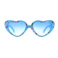 thumbnail image 2 of Girls Kids Size Heart Shape Fun Print Plastic Sunglasses Blue Flower, 2 of 4