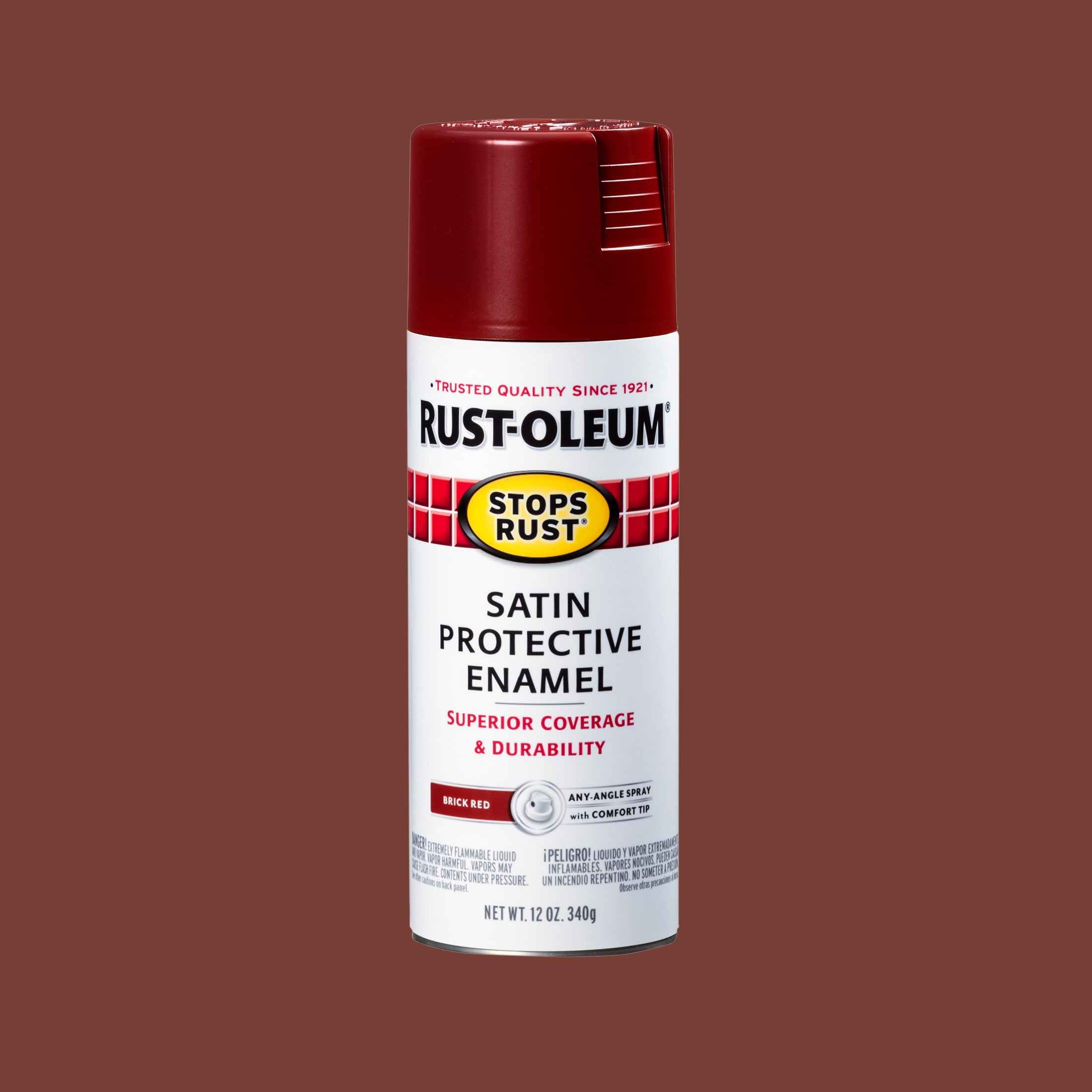 (6 pack) Brick Red, Rust-Oleum Stops Rust Protective Enamel Satin Spray Paint-371671, 12 oz