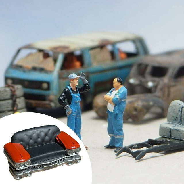 Modelo de sofá a escala 1/64, decoración de escena de garaje, muebles creativos y resistentes, pequeño sofá de coche para diorama, accesorios y diseño