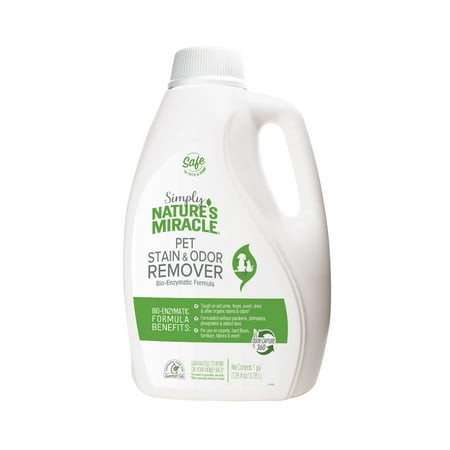 Simply Nature’s Miracle Pet Stain and Odor Remover, Made with 86% Plant-Derived Surfactants, 1 gal