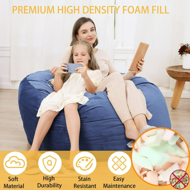 Multifunctional Bean Bag Chair, Large Adult Children's Living Room  Furniture, Soft And Comfortable Bean Bag Cover, Can Relax And Sleep Easy To  Clean (NO Filling) (Snow white Grey, 5FT) 