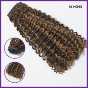 LUVME Seamless Brown Highlight Deep Wave Clip in Hair Extensions 135g 9pcs / 7pcs with Free Gift