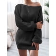 thumbnail image 4 of Ropa de mujer Vestido de otoño e invierno Vestido estilo suéter de punto con mangas abullonadas y hombros descubiertos estilo europeo y americano, 4 of 6