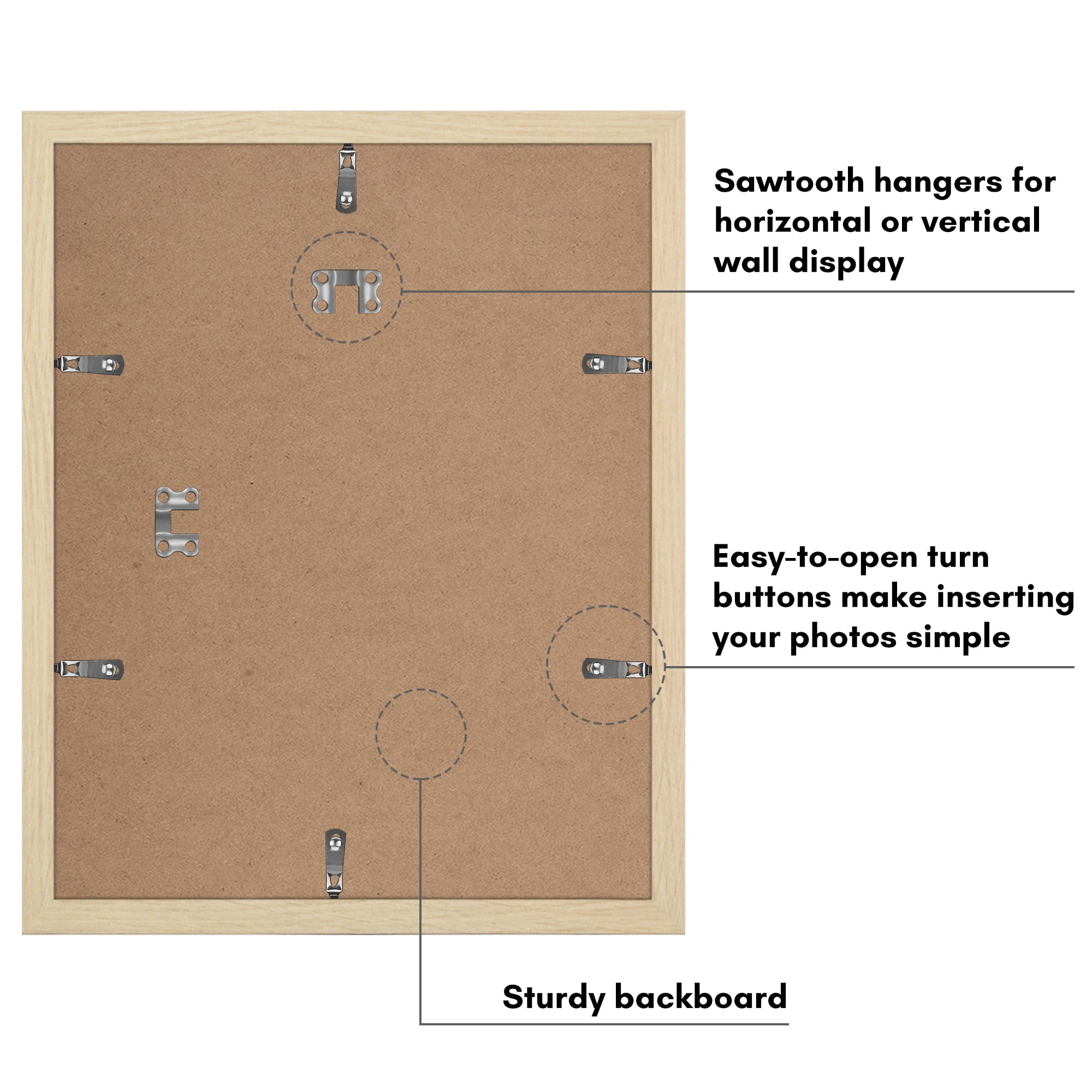 Americanflat 11x14 Picture Frame with Polished Plexiglass with 8x10 Mat 5 Pack Display Photo - Natural Oak