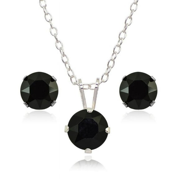 Sterling Silver Swarovski Elements 6mm Necklace & Stud Earrings Set