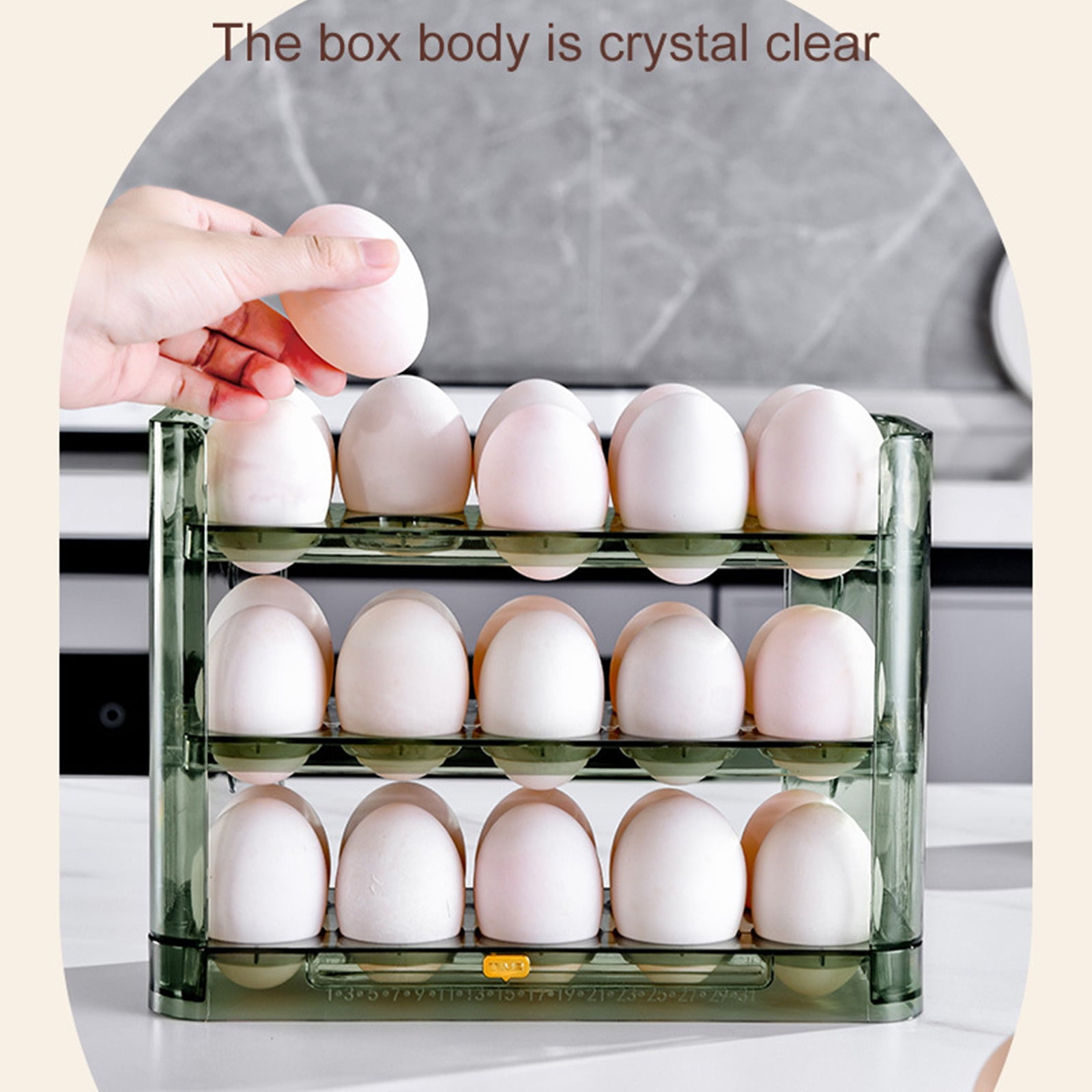 openpig Egg Holder for Fridge, Egg Dispenser for Refrigerator, Countertop, Kitchen, Space-saving Egg Organizer/Storage/Container/Tray, Green
