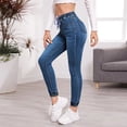 thumbnail image 4 of Pntutb Mujer Agujero Vendaje Cremallera Bolsillo Jeans Casual Denim Flares Pierna Ancha Pantalones Delgados Pntutb Pntutb-7242, 4 of 8