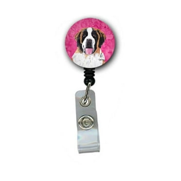 Carolines Treasures SC9129PK-BR Saint Bernard Retractable Badge Reel Or Id Holder With Clip