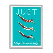 Stupell Industries Trio of Female Divers Just Keep Swimming Phrase, 16 x 20, Designed by Elizabeth Tyndall