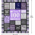 thumbnail image 5 of 100th Birthday Gifts for Women Soft Purple Blanket 60"X50", Best Gifts for 100 Year Old Woman Decorations Party Supplies, Happy 100th Birthday Gift Ideas, 1925 Bday Present for Mom Grandma, 5 of 6