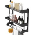 thumbnail image 1 of Bathroom Storage Rack Wall-mounted Stainless Steel Towel Rack for Toilet Bathroom Kitchen Hanging Accessories Double Layer Black 50cm, 1 of 4