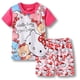 thumbnail image 2 of Traje de manga corta de algodón puro con dibujos de Hello Kitty, pijama para niñas, camiseta + Pantalones de cinco puntos, servicio a domicilio, ropa para niños, 2 of 5