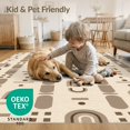 thumbnail image 4 of ODIKA 5'x7' Beige Brown Modern Geometric Abstract Washable Area Rug Contemporary Minimalist Scandinavian Style Grid Non-Slip, Low Pile, Stain Resistant for Guest Room, Lounge, Apartment, 4 of 7