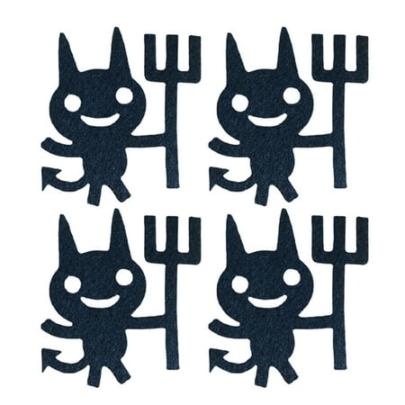 

Halloween Cat Coaster | 4pcs Halloween Drink Coaster Devil Black Cat Patterns | Spooky Non-woven Cup Pad Mug Mat for Home Kitchen Office Dinner Party