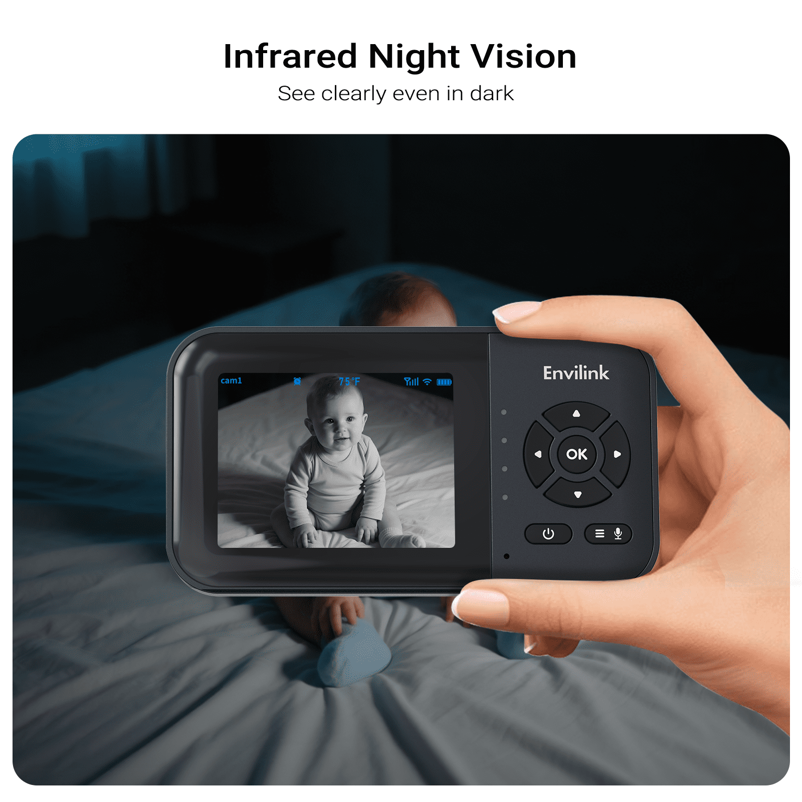 Envilink Video Baby Monitor with App, 2.8" Screen 14h Battery, Sound Detection, Night Vision, Two Way Talk, Temperature Detection, 1200ft Range, Feeding Remind, Ideal for Baby/ Elderly Indoor Use