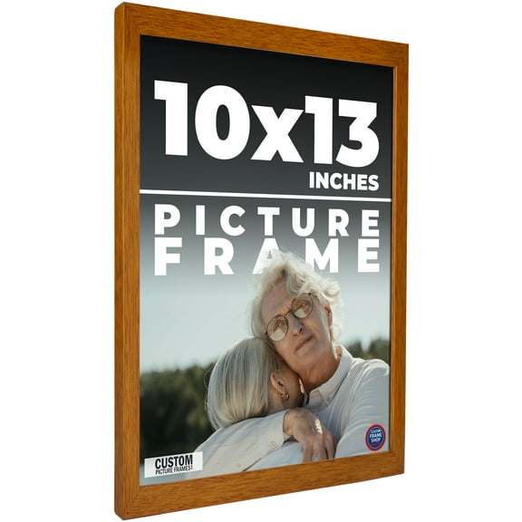 10x13 - 10 x 13 Honey Pecan Flat Solid Wood Frame with UV Framer's Acrylic & Foam Board Backing -