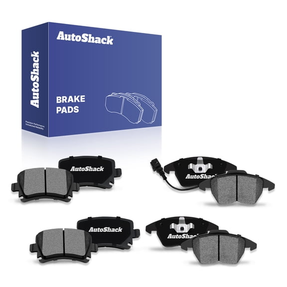 AutoShack Front & Rear Ceramic Brake Pad Set for Volkswagen, Jetta 2005-2010 Golf 2010, 2012-2013 Rabbit 2006-2009 Passat 2006-2009 GTI 2006-2010, FWD AWD L4 1.8L 1.9L 2.0L L5 2.5L V6 3.6L