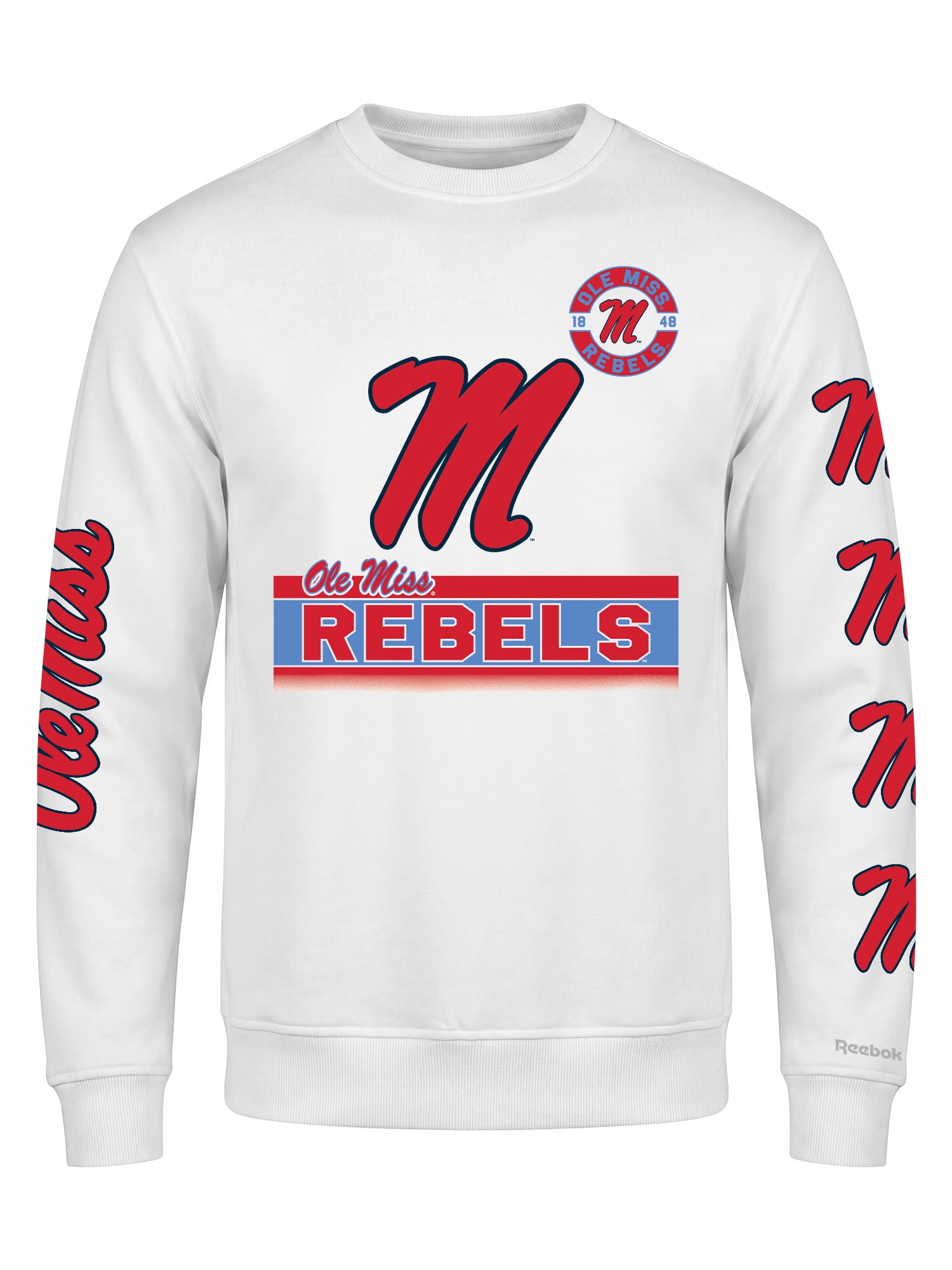 Ole Miss Rebels Reebok Mens White Crew Sweatshirt