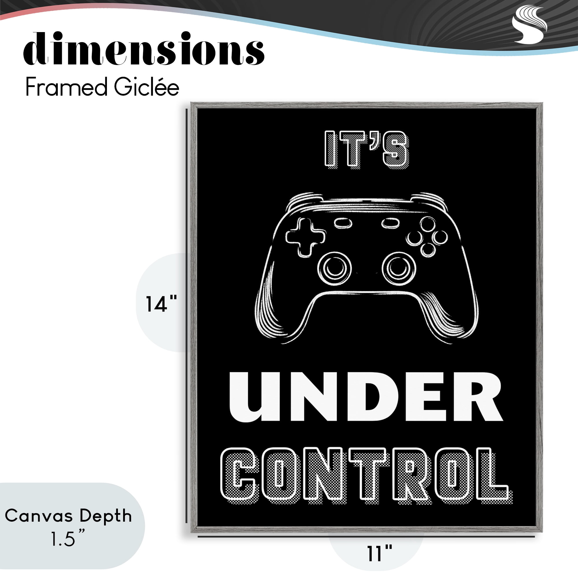 Stupell Industries Under Control Gamer Gray Framed Giclee Art, design by Marcus Prime
