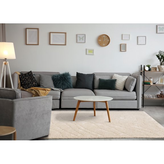Rug Branch Modern Geometric, Tonal/Solid Cream Indoor Area Rug - 8' x 11'