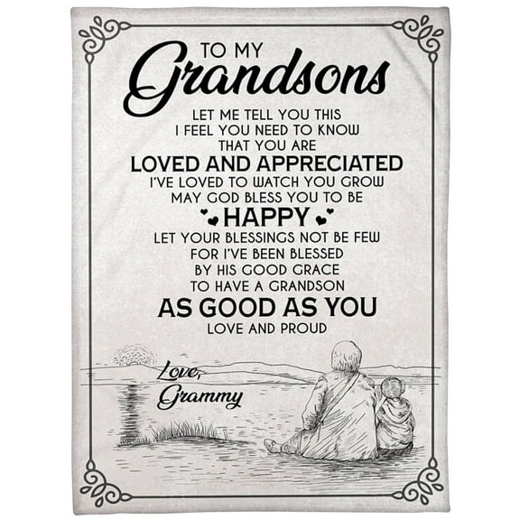 To My Grandson Loved And Appreciated Fleece Blanket Grandson Birthday Gift Family Gift Home Decor Bedding Couch, 30x40in Fleece Blanket