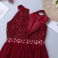 thumbnail image 5 of Jowowha Kids Girls Sleeveless Floral Lace Shiny Rhinestone Maxi Dress Birthday Party Formal Dance Burgundy 8, 5 of 7