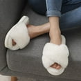 thumbnail image 7 of Ecetana Women's Fuzzy Slippers Cross Band Memory Foam House Shoes Open Toe, 7 of 7