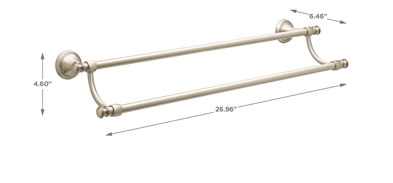 Better Homes & Gardens Safford 24 in Double Towel Bar, Satin Nickel