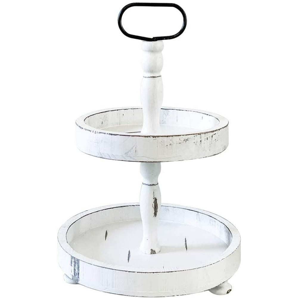 Paper And Pallet Wood Tiered Serving Stand, Two Tiered Tray, Rustic