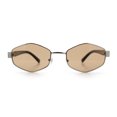 thumbnail image 3 of Mens Luxury Diamond Shape Metal Rim Hustler Fashion Rectangle Sunglasses Silver Black - Beige, 3 of 8
