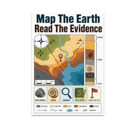 Educational Map Wall Art - Earth Science Enthusiast - 13x19 Poster Print