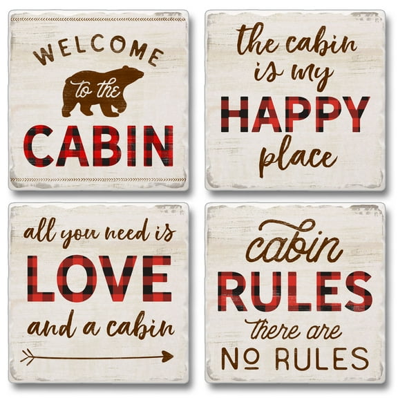 Thirstystone "Tartan Lodge" 4-Pack Tumbled Tile Coasters