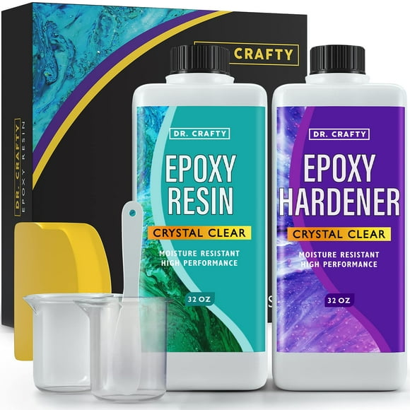 DR CRAFTY Clear Epoxy Resin - Table Top Epoxy Resin Kit - Clear Epoxy Resin for Resin Molds, Table Top, Art Resin, Craft, Jewelry Casting, DIY, Tumblers & Wood - 2 Part Resin Kit,