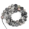 thumbnail image 1 of Nvzi 2 piezas de cuentas dispersas de piedra texturizada negra natural cortadas con diamante, cuentas redondas, accesorios de cuentas para pulseras creativas hechas a mano DIY de 6 mm, 1 of 3