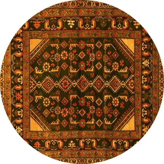 Ahgly Company Indoor Round Persian Yellow Traditional Area Rugs, 7' Round