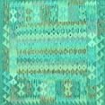thumbnail image 1 of Ahgly Company Indoor Square Southwestern Turquoise Blue Country Area Rugs, 5' Square, 1 of 4
