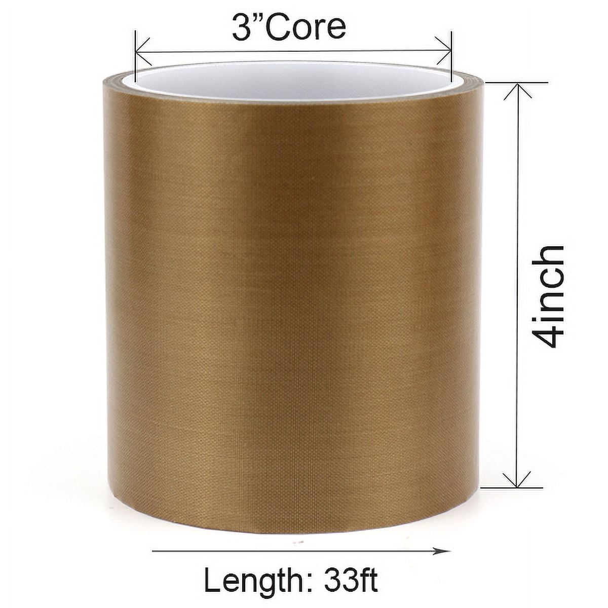BOMEI PACK Teflone PTFE Glass Cloth Tape, 4-inch x 33 Feet ,High Temperature PTFE Tape for Vacuum Sealer Machine, Hand Impulse Sealers Insulation PTFE Coated Fiberglass Adhesive Tape
