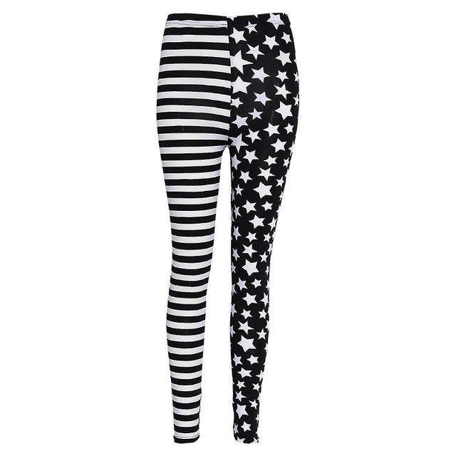 Mujeres rayas + estrellas mallas leggings cintura elástica pantalones lápiz Jeggings, adulto, hombre Feliz Sencillez