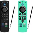 thumbnail image 1 of ShenMo Ice Blue + Black - 2pcs Protective Case for Voice Remote (3rd Gen) (2021 Release), Shockproof Silicone Cover for Fire TV Stick 4K Remote Control with Anti-lost Rope, 1 of 5