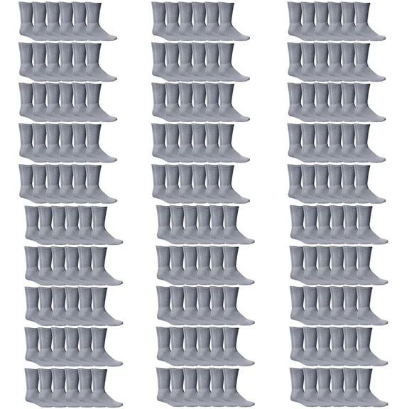 SOCKS'NBULK Mens & Womens Wholesale Bulk Sports Crew, Athletic Case Pack Socks, by SOCKS'NBULK (180 Pairs Gray, Mens 10-13 (Shoe Size 7-12))