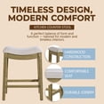 thumbnail image 2 of ROME + OAK Parker 26" Backless Saddle Kitchen Counter Stool, Natural, Cream Upholstery, 2 Pack, 2 of 12